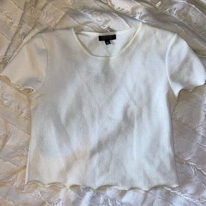 TOP SHOP RIBBED PLAIN WHITE TEE